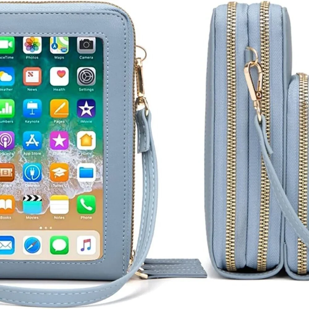 Small Crossbody Phone Bag PU Leather Touch Screen Wallet for Women Girls